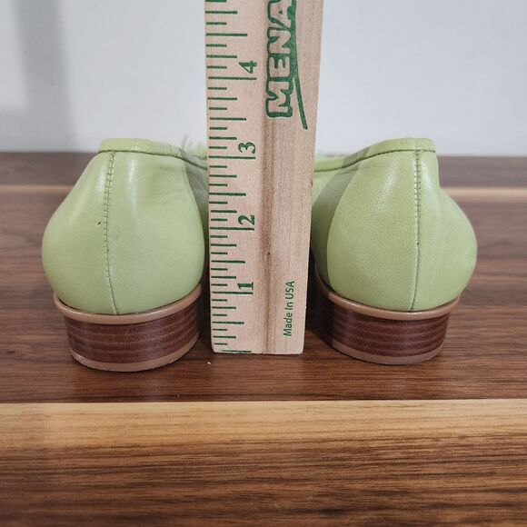 Etienne Aigner Lime Green Pumps Heels Womens 8.5 M Gardener Leather Stacked Heel - Picture 7 of 13